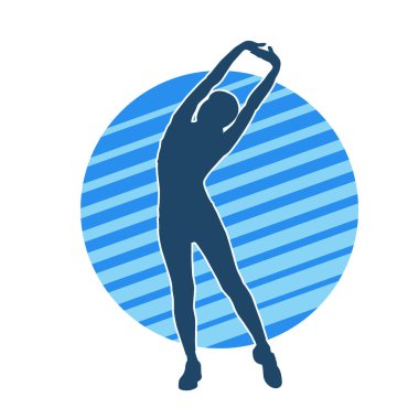 Sportif kadın silueti aerobik yapıyor. 