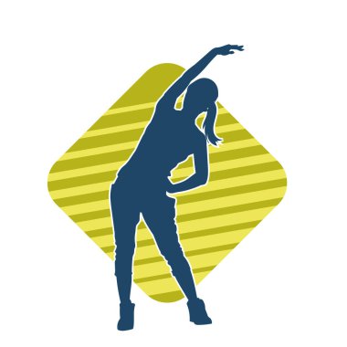 Sportif kadın silueti aerobik yapıyor. 