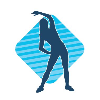 Sportif kadın silueti aerobik yapıyor. 