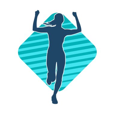 Sportif kadın silueti aerobik yapıyor. 