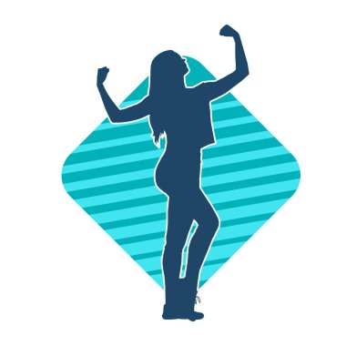 Sportif kadın silueti aerobik yapıyor. 