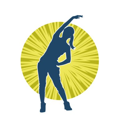 Sportif kadın silueti aerobik yapıyor. 