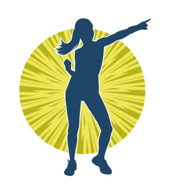 Sportif kadın silueti aerobik yapıyor. 