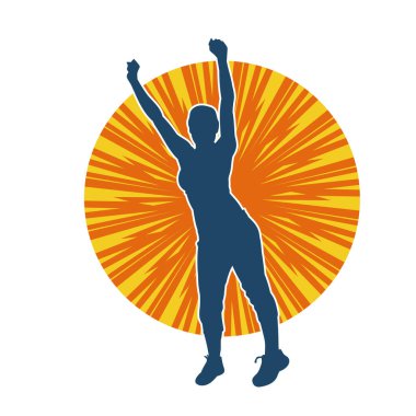 Sportif kadın silueti aerobik yapıyor. 