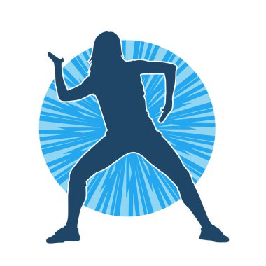 Hareketli bir kadın dansçının silueti. Dans eden zayıf bir kadının silueti..