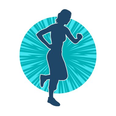 Sportif kadın silueti aerobik yapıyor. 