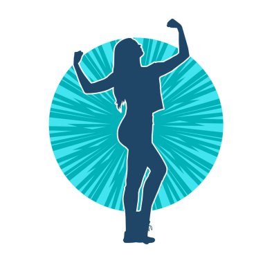 Sportif kadın silueti aerobik yapıyor. 