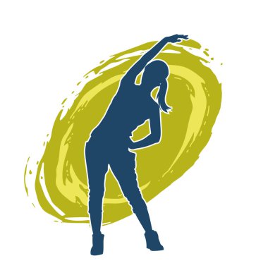 Sportif kadın silueti aerobik yapıyor. 