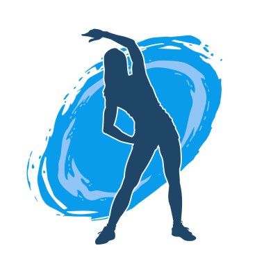 Sportif kadın silueti aerobik yapıyor. 