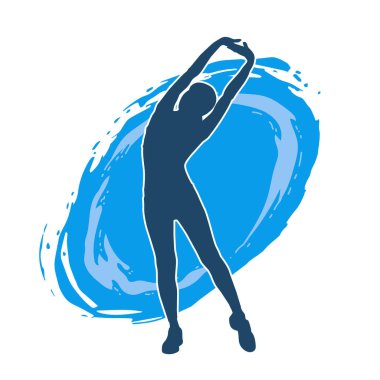 Sportif kadın silueti aerobik yapıyor. 