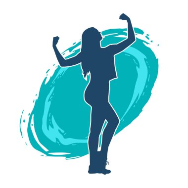 Sportif kadın silueti aerobik yapıyor. 