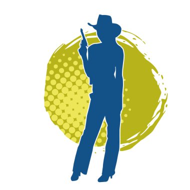 Kovboy kostümü giymiş bir adamın silüeti. Kementle ip taşıyor. 