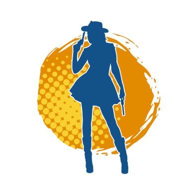 Kovboy kostümü giymiş bir adamın silüeti. Kementle ip taşıyor. 