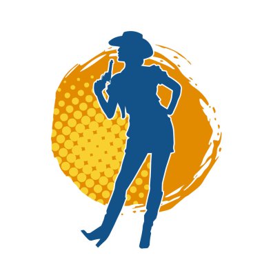 Kovboy kostümü giymiş bir adamın silüeti. Kementle ip taşıyor. 