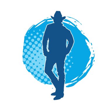 Kovboy kıyafeti giymiş zayıf bir erkek modelin silueti.