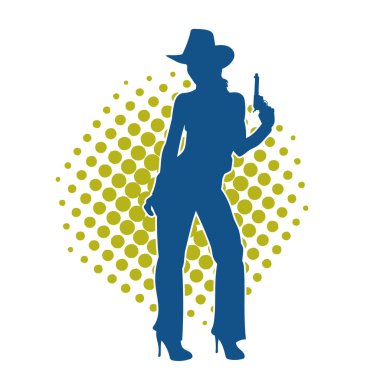 Kovboy kostümü giymiş bir adamın silüeti. Kementle ip taşıyor. 