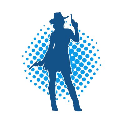 Kovboy kostümü giymiş bir adamın silüeti. Kementle ip taşıyor. 