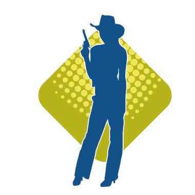 Kovboy kostümü giymiş bir adamın silüeti. Kementle ip taşıyor. 