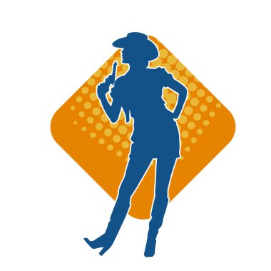 Kovboy kostümü giymiş bir adamın silüeti. Kementle ip taşıyor. 