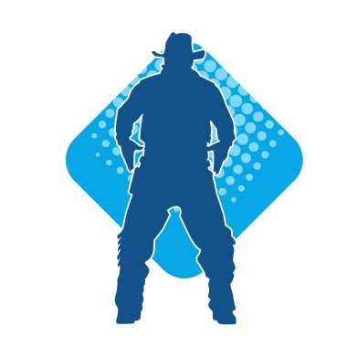 Kovboy kıyafeti giymiş zayıf bir erkek modelin silueti.