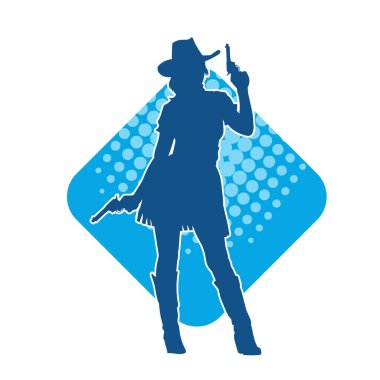 Kovboy kostümü giymiş bir adamın silüeti. Kementle ip taşıyor. 