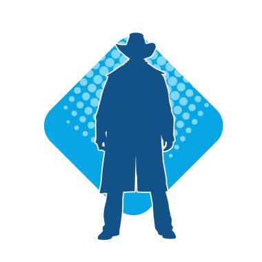 Uzun paltolu ve kovboy şapkalı bir adamın silueti.