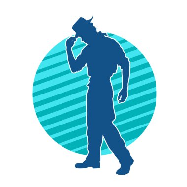 Kovboy kıyafeti giymiş zayıf bir erkek modelin silueti.