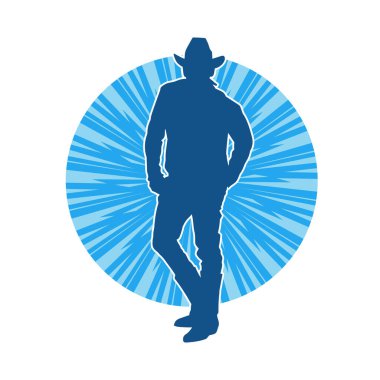 Kovboy kıyafeti giymiş zayıf bir erkek modelin silueti.