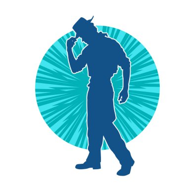 Kovboy kıyafeti giymiş zayıf bir erkek modelin silueti.