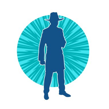 Uzun paltolu ve kovboy şapkalı bir adamın silueti.