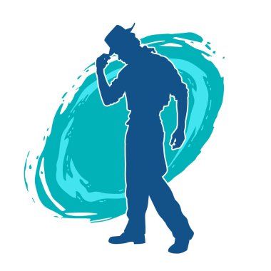 Kovboy kıyafeti giymiş zayıf bir erkek modelin silueti.