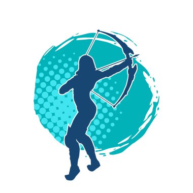 Dişi okçu bir dövüşçünün silueti ok ve yayla pozisyonunu alıyor..