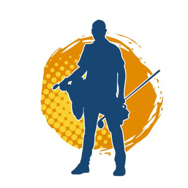 Golf oynayan bir adamın silüeti. Hareketli bir erkek golfçünün silueti.