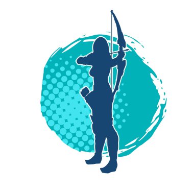 Dişi okçu bir dövüşçünün silueti ok ve yayla pozisyonunu alıyor..