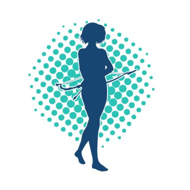 Dişi okçu bir dövüşçünün silueti ok ve yayla pozisyonunu alıyor..