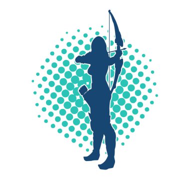 Dişi okçu bir dövüşçünün silueti ok ve yayla pozisyonunu alıyor..