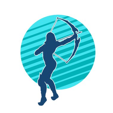 Dişi okçu bir dövüşçünün silueti ok ve yayla pozisyonunu alıyor..