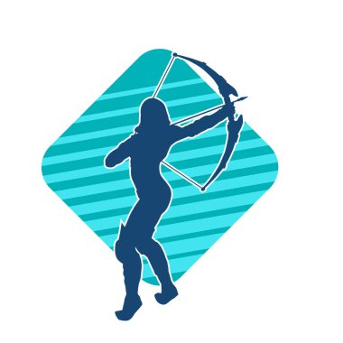 Dişi okçu bir dövüşçünün silueti ok ve yayla pozisyonunu alıyor..