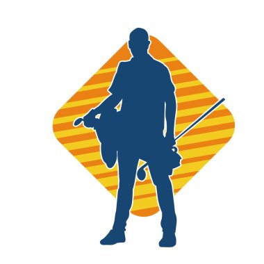 Golf oynayan bir adamın silüeti. Hareketli bir erkek golfçünün silueti.