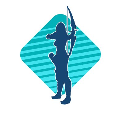 Dişi okçu bir dövüşçünün silueti ok ve yayla pozisyonunu alıyor..