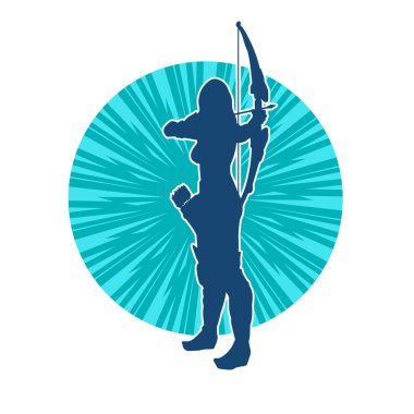 Dişi okçu bir dövüşçünün silueti ok ve yayla pozisyonunu alıyor..