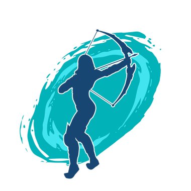 Dişi okçu bir dövüşçünün silueti ok ve yayla pozisyonunu alıyor..