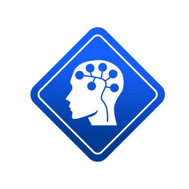 Devre sembollü insan kafası. Sinirsel ya da nevrotik ağ sembolü. Yapay zeka sembolü. Beyin devresi sembolü.