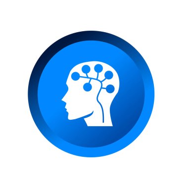 Devre sembollü insan kafası. Sinirsel ya da nevrotik ağ sembolü. Yapay zeka sembolü. Beyin devresi sembolü.