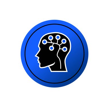 Devre sembollü insan kafası. Sinirsel ya da nevrotik ağ sembolü. Yapay zeka sembolü. Beyin devresi sembolü.