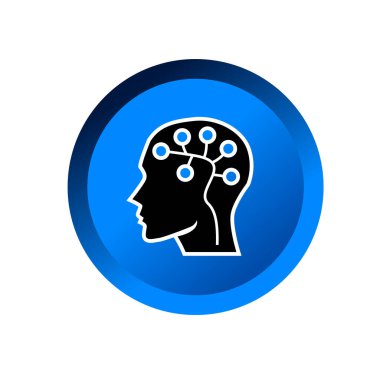 Devre sembollü insan kafası. Sinirsel ya da nevrotik ağ sembolü. Yapay zeka sembolü. Beyin devresi sembolü.