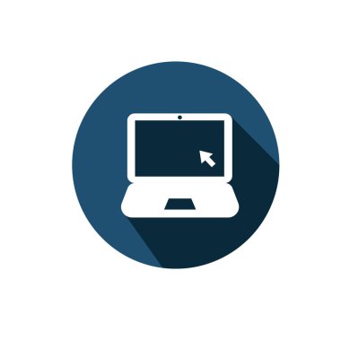 imleç ok simgesi çizimi olan dizüstü bilgisayar ya da defter sembolü