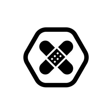 Bandaj ya da yara bandı ikonu. Acı iyileştirici sembol. Kırılma onarım simgesi.