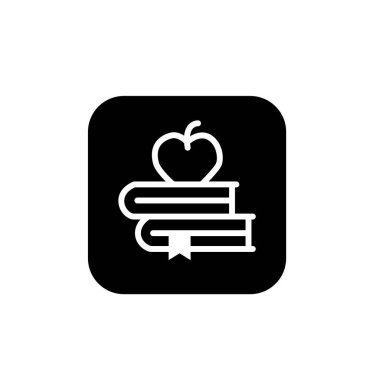 Elma ve kitap sembolü. Bilgi sembolü. Eğitim ya da akademik ikon. elma ve kitap vektör simgesi.