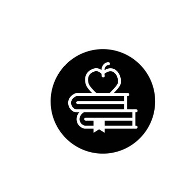 Elma ve kitap sembolü. Bilgi sembolü. Eğitim ya da akademik ikon. elma ve kitap vektör simgesi.